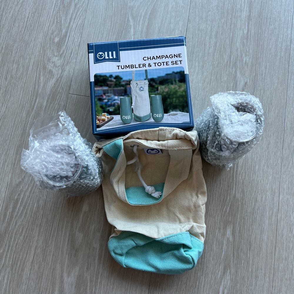 Olli Champagne Tumbler And Tote Set Gift Travel Size